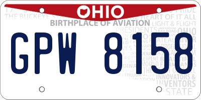 OH license plate GPW8158