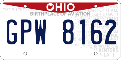 OH license plate GPW8162