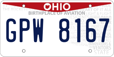 OH license plate GPW8167