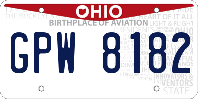 OH license plate GPW8182