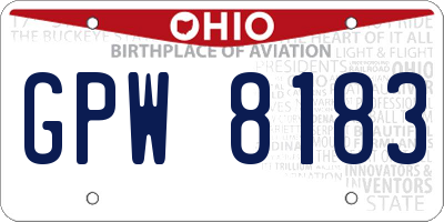 OH license plate GPW8183