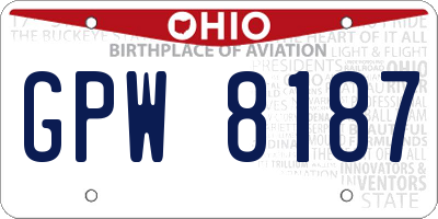 OH license plate GPW8187