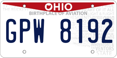 OH license plate GPW8192
