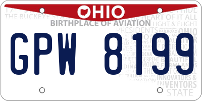 OH license plate GPW8199
