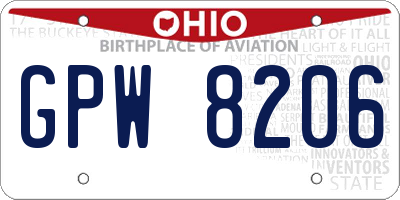OH license plate GPW8206