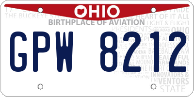 OH license plate GPW8212