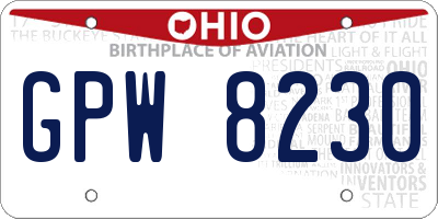 OH license plate GPW8230