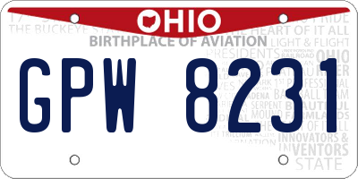 OH license plate GPW8231