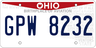 OH license plate GPW8232