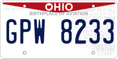 OH license plate GPW8233