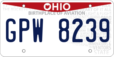 OH license plate GPW8239