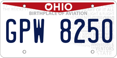 OH license plate GPW8250