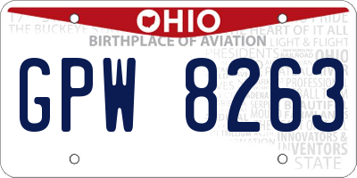 OH license plate GPW8263