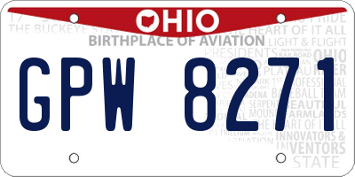 OH license plate GPW8271