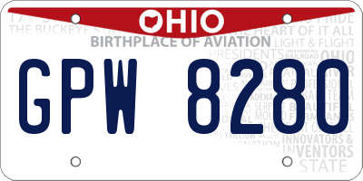 OH license plate GPW8280