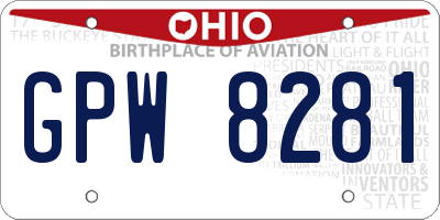 OH license plate GPW8281