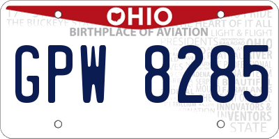 OH license plate GPW8285