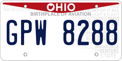 OH license plate GPW8288