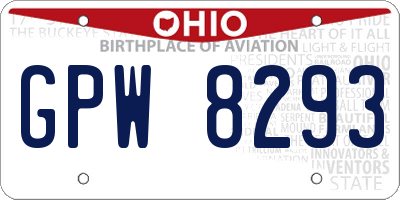 OH license plate GPW8293