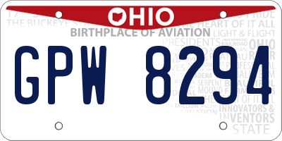 OH license plate GPW8294