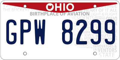 OH license plate GPW8299