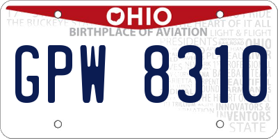 OH license plate GPW8310