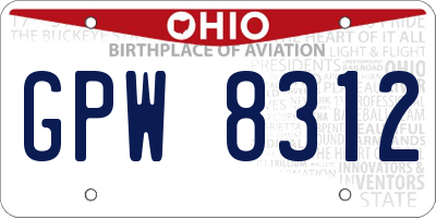 OH license plate GPW8312