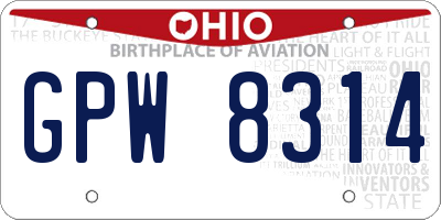 OH license plate GPW8314
