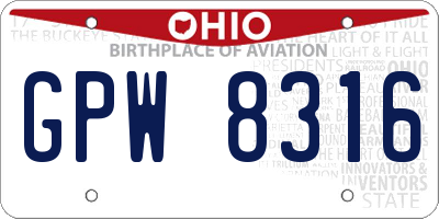 OH license plate GPW8316
