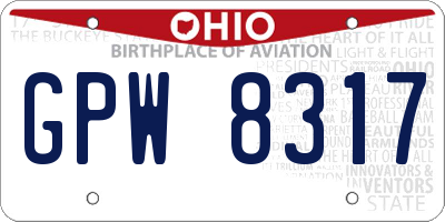 OH license plate GPW8317