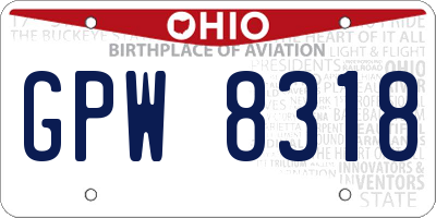 OH license plate GPW8318