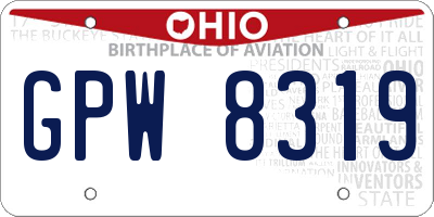 OH license plate GPW8319