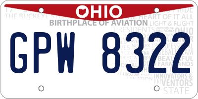 OH license plate GPW8322