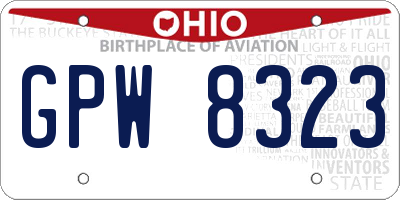 OH license plate GPW8323
