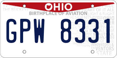 OH license plate GPW8331