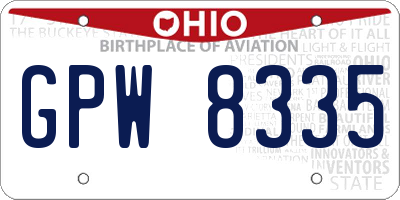 OH license plate GPW8335