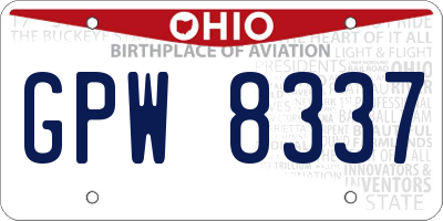 OH license plate GPW8337