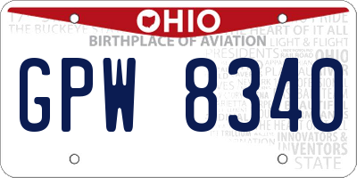 OH license plate GPW8340