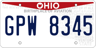 OH license plate GPW8345