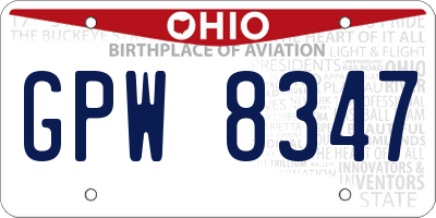 OH license plate GPW8347