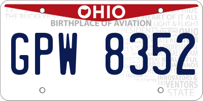 OH license plate GPW8352