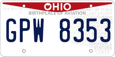 OH license plate GPW8353