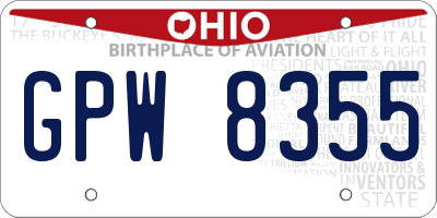 OH license plate GPW8355