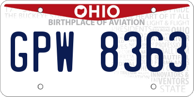 OH license plate GPW8363