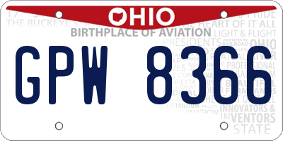 OH license plate GPW8366