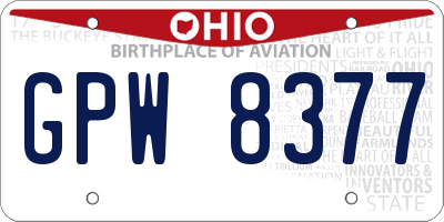 OH license plate GPW8377