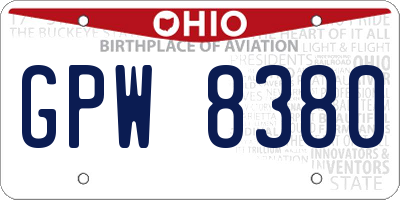 OH license plate GPW8380