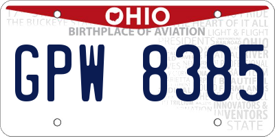 OH license plate GPW8385