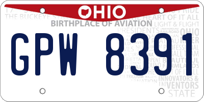 OH license plate GPW8391