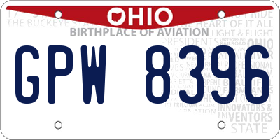 OH license plate GPW8396
